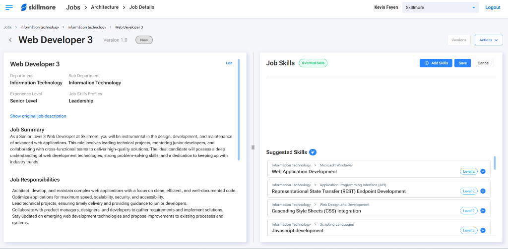 Skills Taxonomy Manager interface